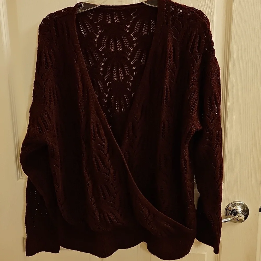SHEIN Deep Red V-Neck Sweater